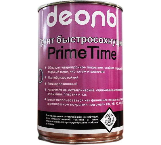 Грунт антикоррозионный быстросохнущий Деоль prime time светло-серый 1 л DPTG075 1