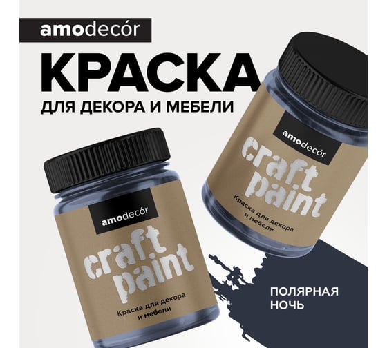 Меловая краска для мебели и прикладного творчества Amo decor полярная ночь, 0.25 кг ТД000006880
