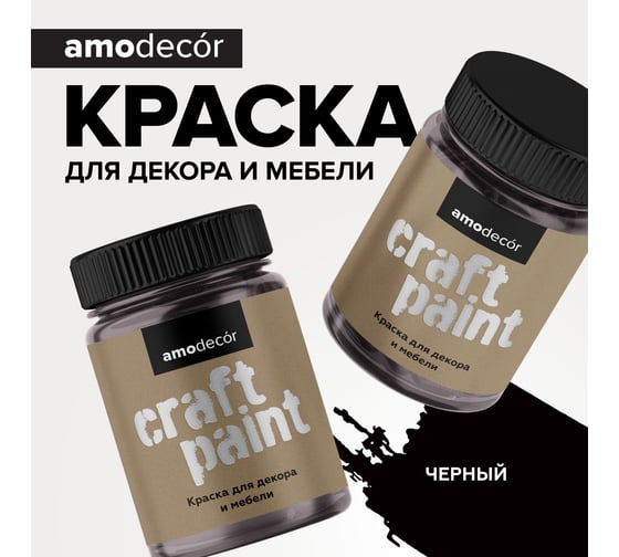 Меловая краска для мебели и прикладного творчества Amo decor черный, 0.25 кг ТД000006886