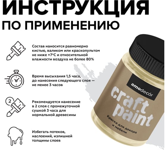 Меловая краска для мебели и прикладного творчества Amo decor лимонный щербет, 0.25 кг ТД000006875