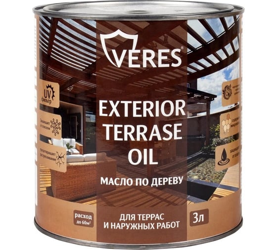 Масло для дерева VERES exterior terrase oil, 3 л, палисандр 255545