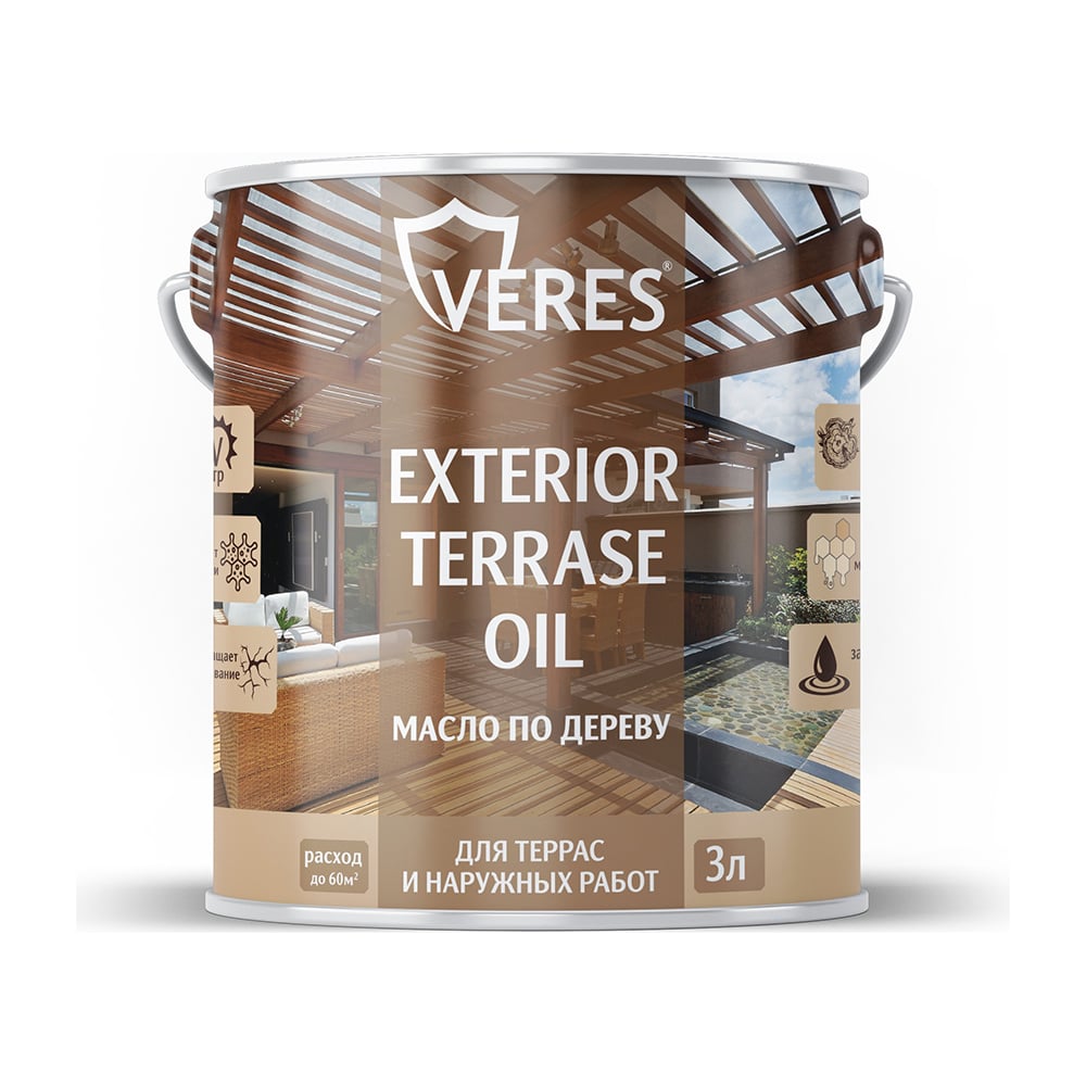 Масло для дерева Veres Exterior Terrase Oil, 3 л, бесцветное