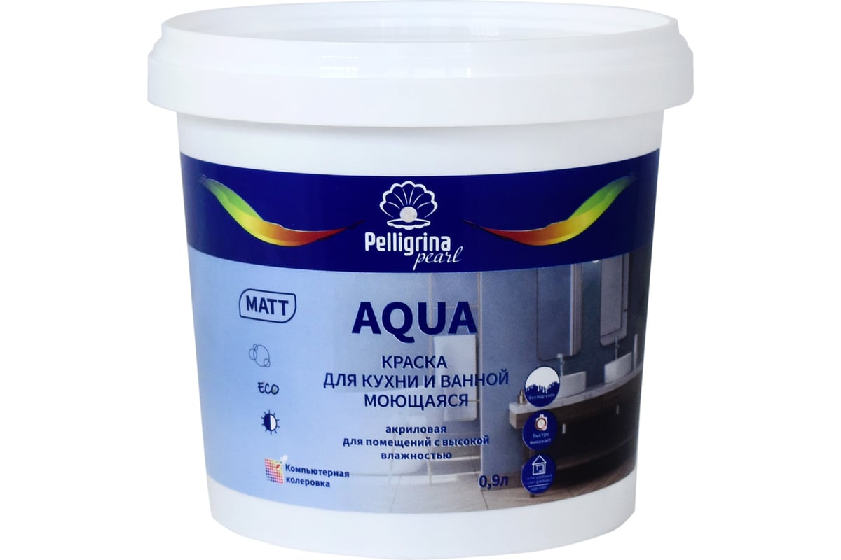 Краска для кухни и ванной PELLIGRINA PAINT aqua, акриловая, матовая ...