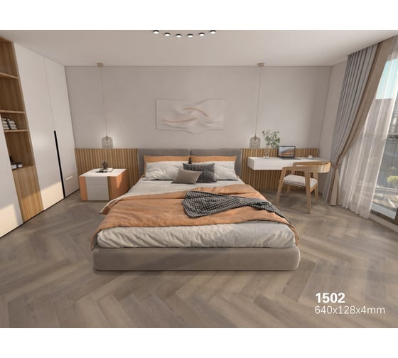 Ламинат Floorwood SPC Authentic 0.5 мм, 43 класс, 4U micro 640х128х4 мм, 1502 Fleur de orange/Оранжевый цветок, 1.3107 кв.м AM 1506-2