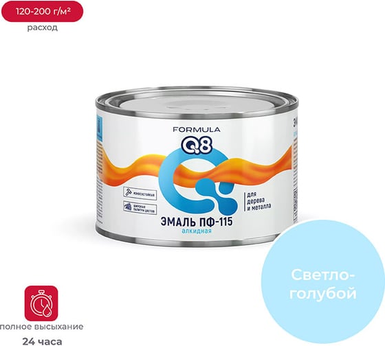 Эмаль ПРЕСТИЖ ПФ-115 FORMULA Q8 алкидная, глянцевая, 0.4 кг, светло-голубая 209398 1