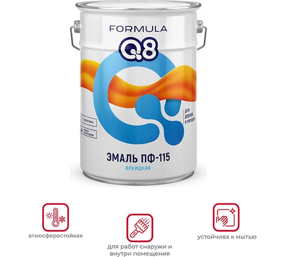 Эмаль ПРЕСТИЖ ПФ-115 FORMULA Q8 алкидная, глянцевая, 10 кг, серая 52701