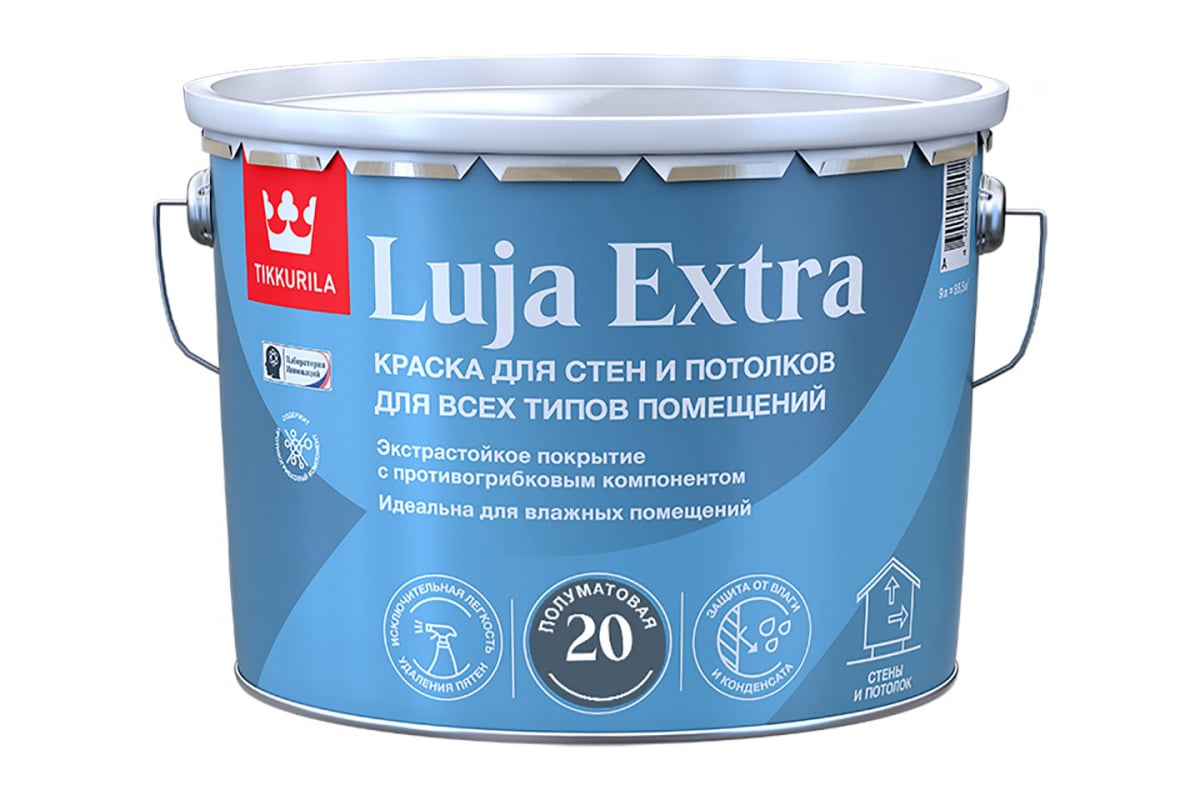 Экстра-стойкая краска Tikkurila LUJA EXTRA A п/мат 9л 700014025 - выгодная  цена, отзывы, характеристики, фото - купить в Москве и РФ