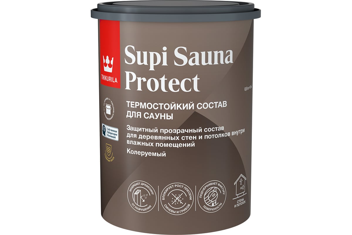 Состав для сауны Tikkurila SUPI SAUNA PROTECT EP п/мат 0,9л 700014050 -  выгодная цена, отзывы, характеристики, фото - купить в Москве и РФ