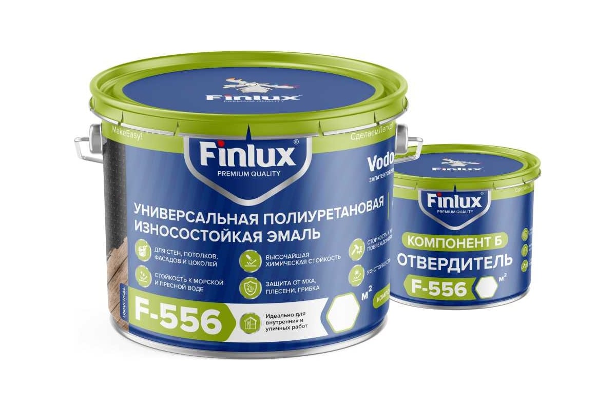 Полиуретановая ударопрочная эмаль Finlux F-556 Universal ral 8017 ...