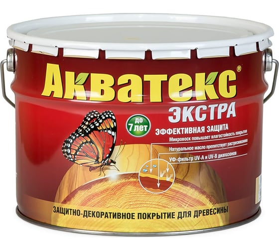 Защитно-декоративное покрытие для дерева Рогнеда АКВАТЕКС ЭКСТРА, полуглянцевое, 9 л, орегон 236439