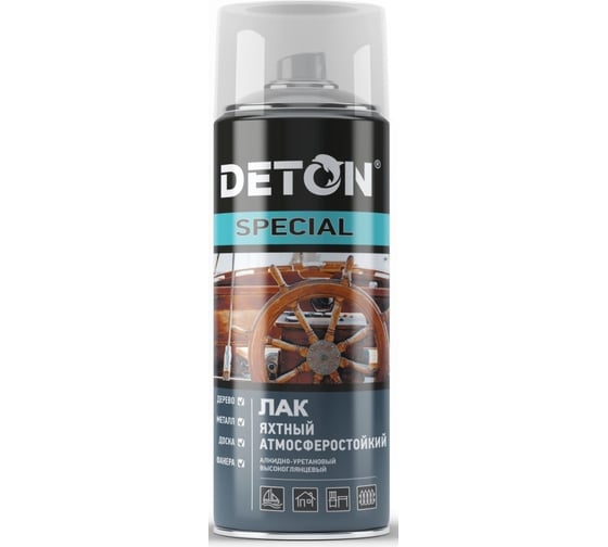 Яхтный лак Deton универсальный, шелковисто-матовый, аэрозоль 520 мл DTN-A07305
