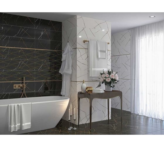 Декор Eletto Ceramica 24.2x70 см black and gold rombi 1 шт. 588112001