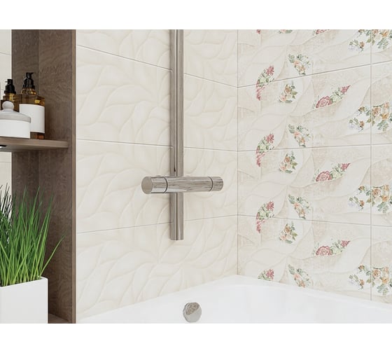 Настенная плитка Eletto Ceramica malwiya milk floris 24,2x70 см 506931101