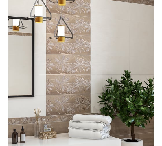 Декор Azori Ceramica sonnet beige flower, 20.1x50.5 см, 1 шт. 587892001