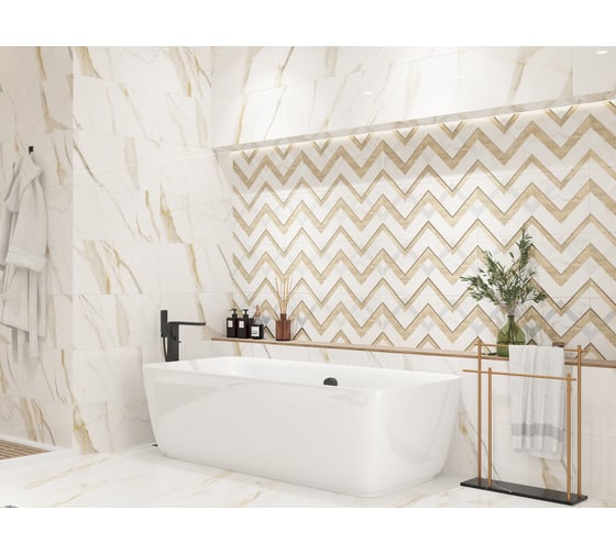 Декор Azori Ceramica apulia oro geometria, 31.5x63 см, 1 шт. 589002001