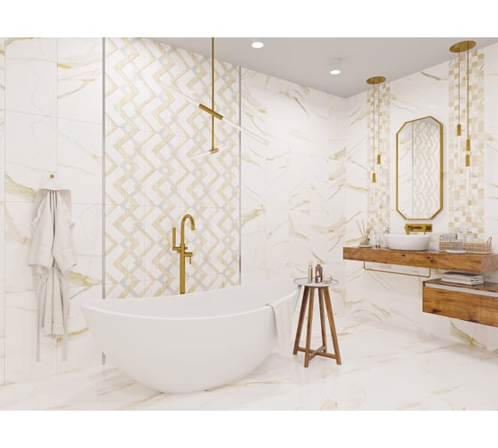 Декор Azori Ceramica apulia oro geometria, 31.5x63 см, 1 шт. 589002001