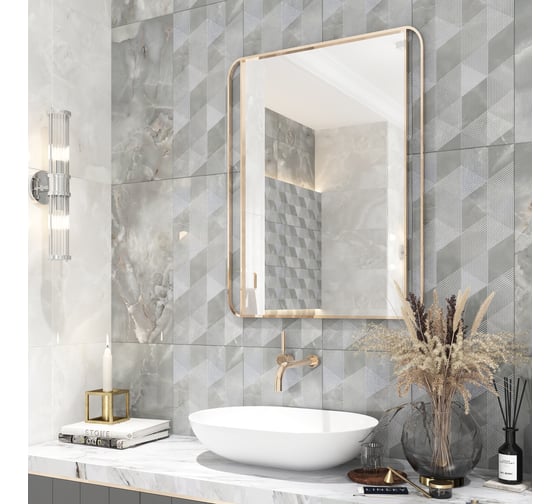 Декор Azori Ceramica opale grey geometria, 31.5x63 см, 1 шт. 588912001