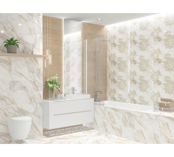 Панно Eletto Ceramica calacatta oro floris 48,4x70 см комплект из 2 плиток 587882002