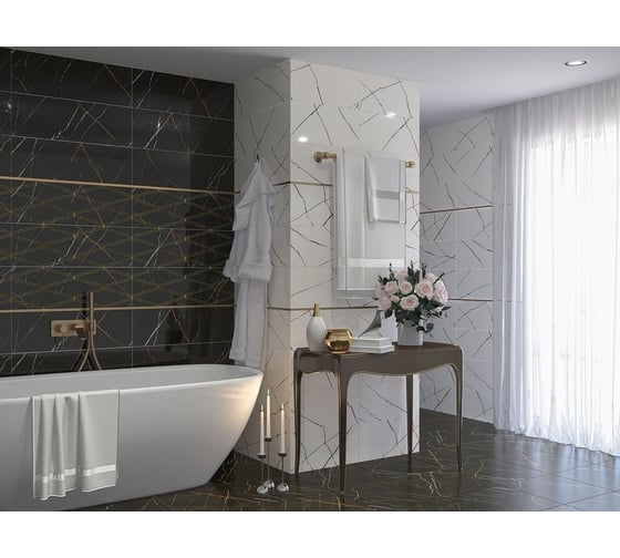 Напольная плитка Eletto Ceramica black and gold 42x42 см 508113001