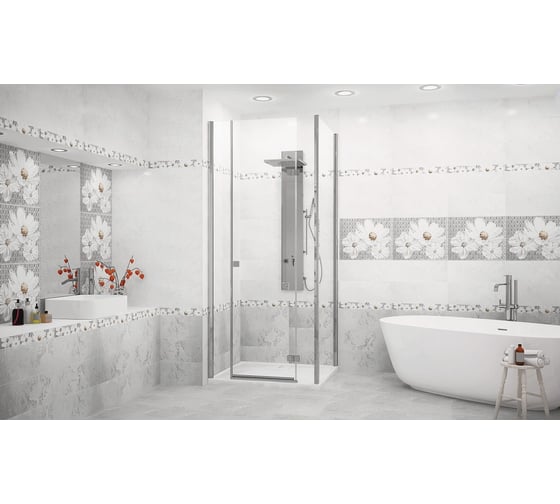 Бордюр Azori Ceramica sfumato grey floret 50.5x6.2 см 1 шт. 583241001