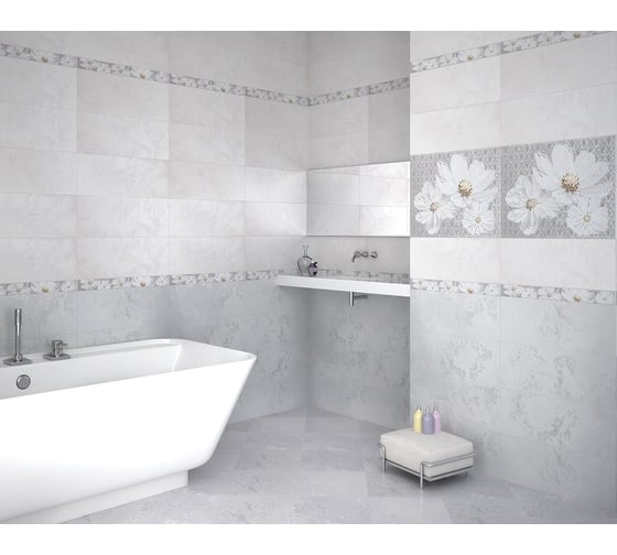 Бордюр Azori Ceramica sfumato grey floret 50.5x6.2 см 1 шт. 583241001