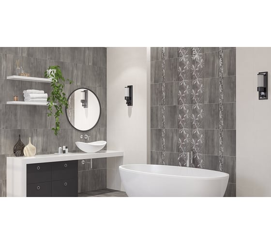 Бордюр Azori Ceramica sonnet grey flower 50,5x6,2 см 1 шт. 587901001
