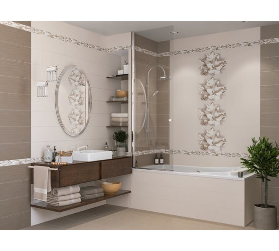Бордюр Azori Ceramica amati plumeria beige 50,5x6,2 см 1 шт. 584191004