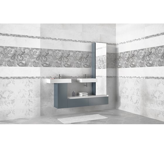 Бордюр Azori Ceramica sfumato grey paisley 50.5x6.2 см 1 шт. 583241002