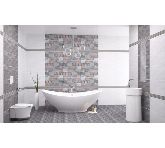 Бордюр Azori Ceramica pandora grey geometry 63x7,5 см 1 шт. 585711002