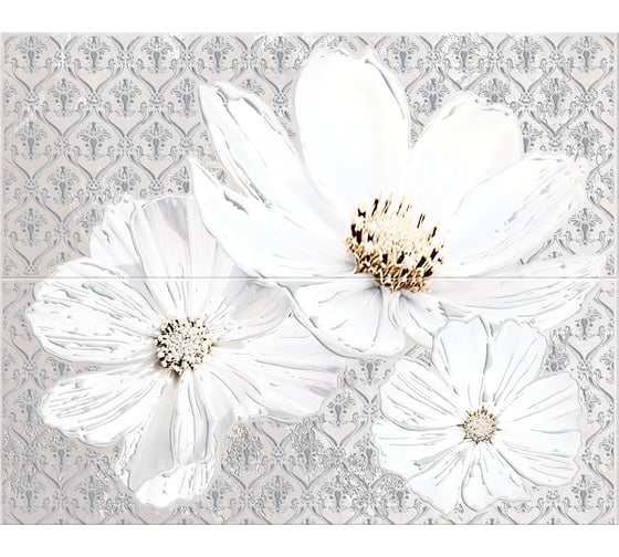 Панно Azori Ceramica sfumato grey floret, 40.2x50.5 см, комплект из 2 плиток 583242002 1