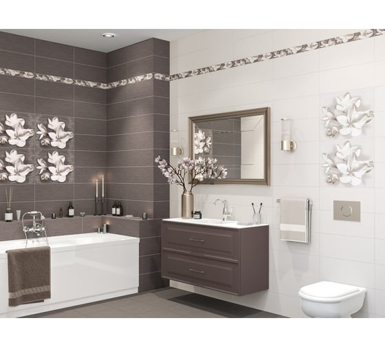 Панно Azori Ceramica amati plumeria alba, 50.5x40.2 см, комплект из 2 плиток 584192003