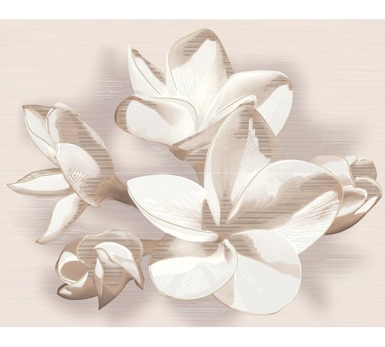 Панно Azori Ceramica amati plumeria beige, 50.5x40.2 см, комплект из 2 плиток 584192004 1