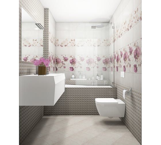 Настенная плитка Belleza Кэрол 00-00-5-10-00-11-683 бежевая с рисунком, 1 кв.м, 8 шт. СК000024111