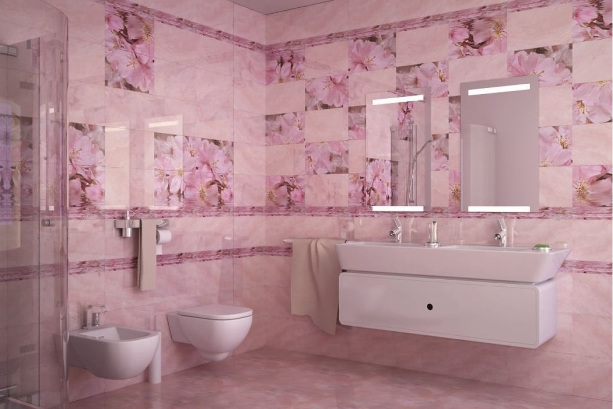Российская плитка для ванны. Керамическая плитка belleza букет розовый 25x40. Плитка Розмари Белеза. Розовая плитка для ванной. Розовая керамическая плитка для ванной.