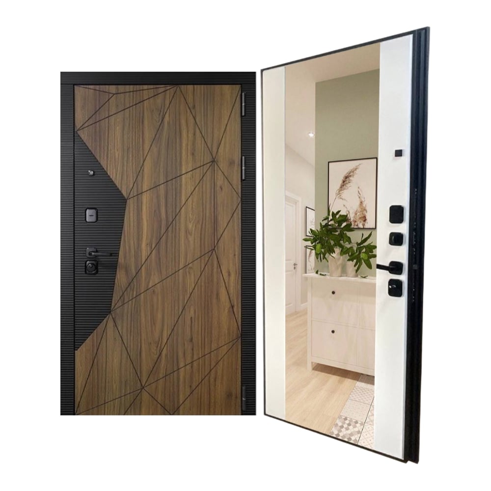 Входная дверь ООО ВДК ДМ Морра-2 МДФ Орех каньон/МДФ Нубук клетка белая ...