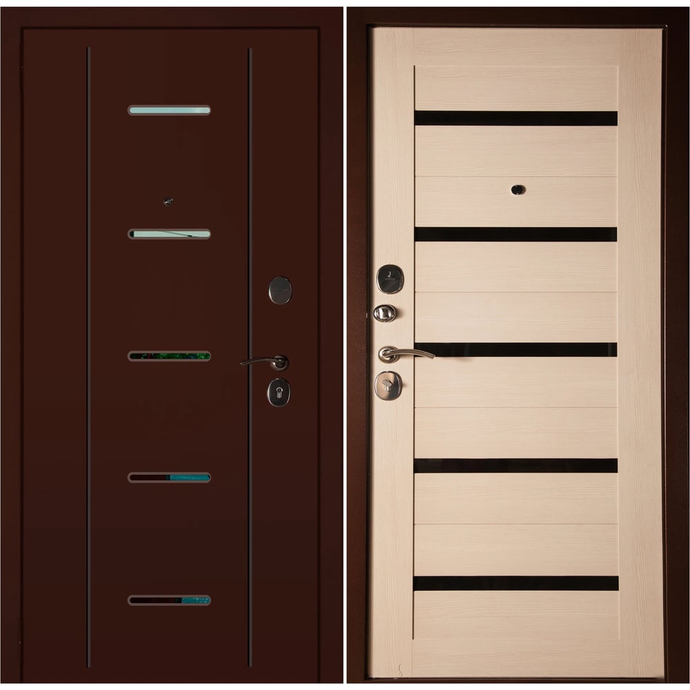 Входная дверь ООО ВДК ДМ Нео-3 Антик медь/Царговая беленый дуб, черное ...