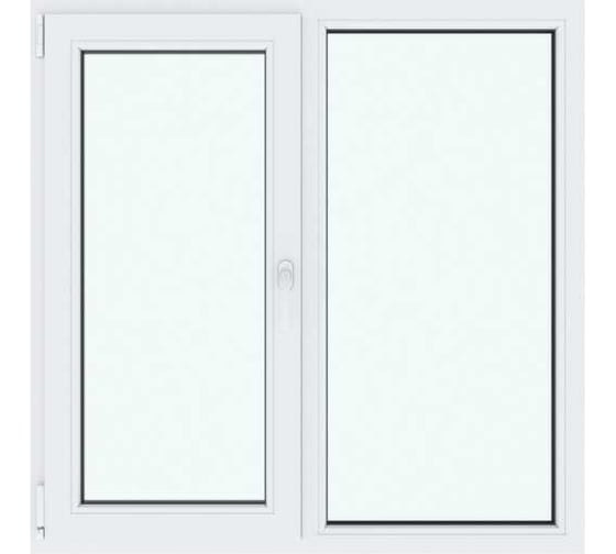 Окно ПВХ АМЕГА 1200x1200 мм, поворотно-откидное левое, глухое правое, двухкамерный стеклопакет ПВХ_1002