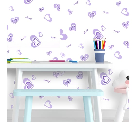Плёнка самоклеящаяся ROOM DECOR 10286-45 фиолетовые сердечки 45x8 м 10286-45х8м