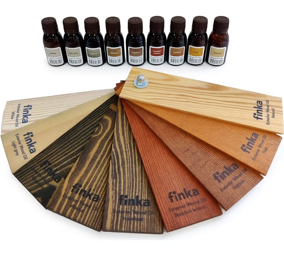 Масло для террас и фасадов Finka Exterior Wood Oil 25 мл Набор пробников 9шт+веер FO-DEMO2