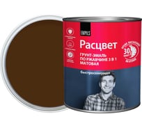 Грунт-эмаль Расцвет быстросохнущая, матовая, шоколадно-коричневая, 2.7 кг 82713