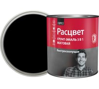 Грунт-эмаль Расцвет быстросохнущая, матовая, черная, 2.7 к 82709