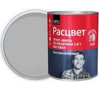 Грунт-эмаль Расцвет быстросохнущая, матовая, серая 0.9 кг 82704