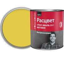 Грунт-эмаль Расцвет быстросохнущая, матовая, желтая, 2.7 кг 82697