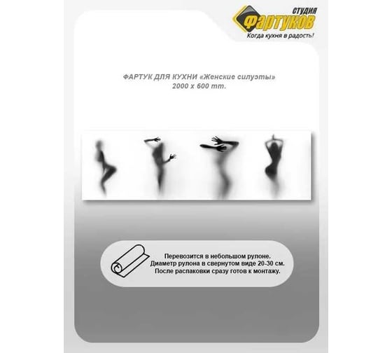 Фартук для кухни Студия фартуков Женские силуэты 2000x600 мм 320А173