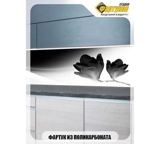 Фартук для кухни Студия фартуков Черное на белом 2000x600 мм 320A649