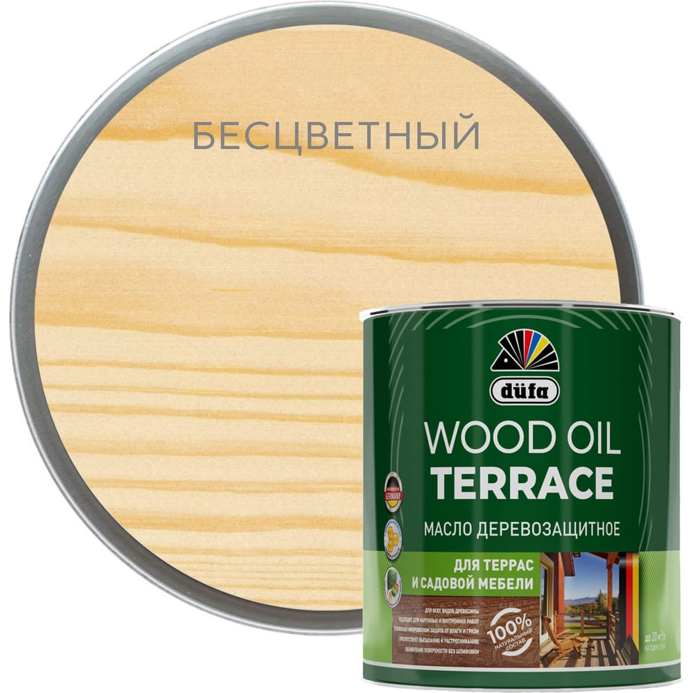 Деревозащитное масло Dufa Wood OIL Terraсe бесцветный, 1.9 л МП00 ...