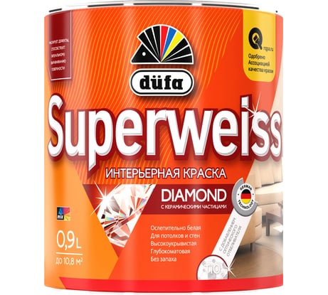 Краска Dufa SUPERWEISS RD4 ВД, белый, 0.9 л МП00-009513
