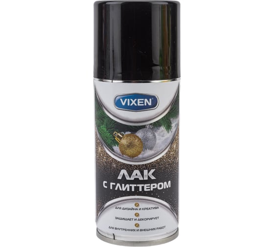 Лак с глиттером Vixen серебро, аэрозоль 210 мл VX24016