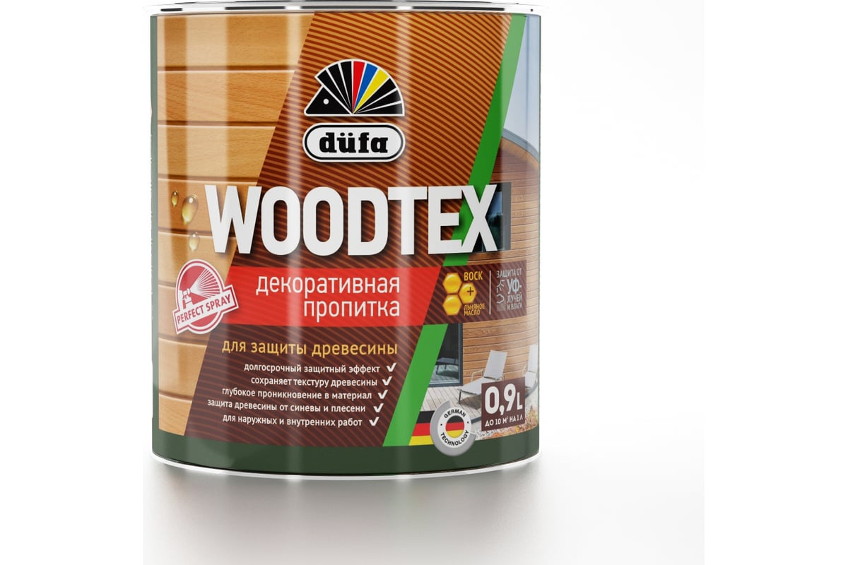 Декоративная пропитка для защиты древесины Dufa WOOD TEX серая, 0.9 л  МП00-011149 - выгодная цена, отзывы, характеристики, фото - купить в Москве  и РФ