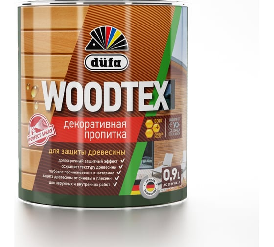 Декоративная пропитка для защиты древесины Dufa WOOD TEX серая, 0.9 л МП00-011149